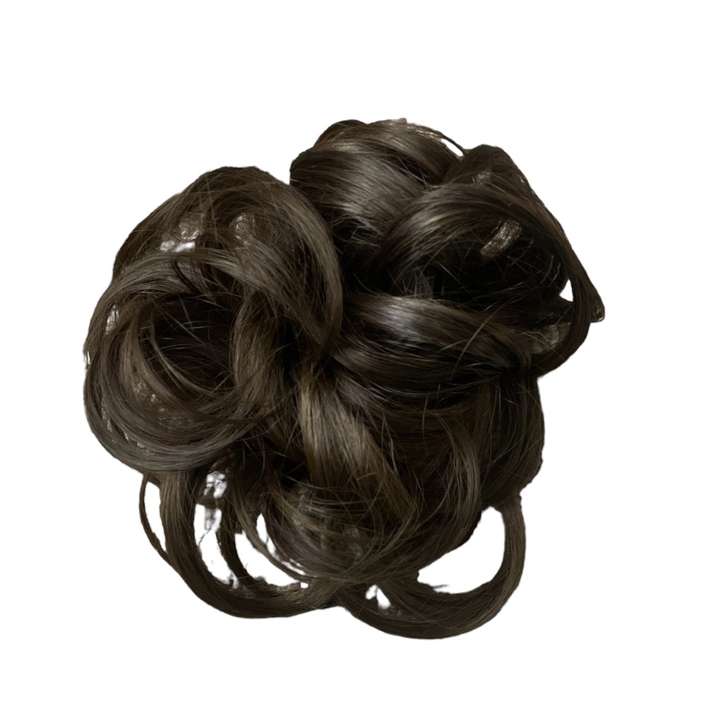 NWOT Extension Bun Wig Hair Attachment Curly Dark Brown Faux Hair